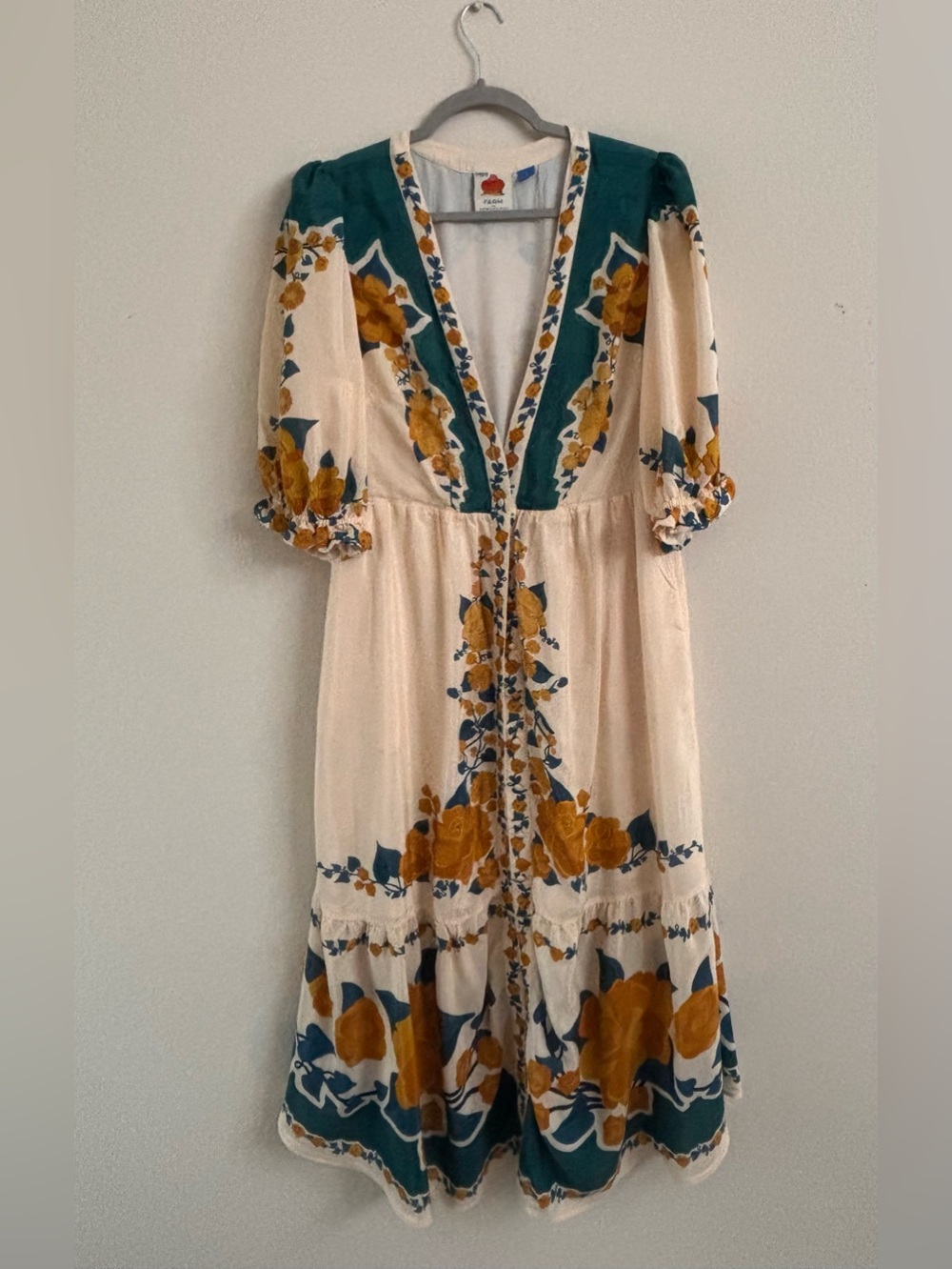 Farm Rio x
Anthropologie Puff-Sleeve Printed Midi
Dress. Size L - Picture 8 of 11